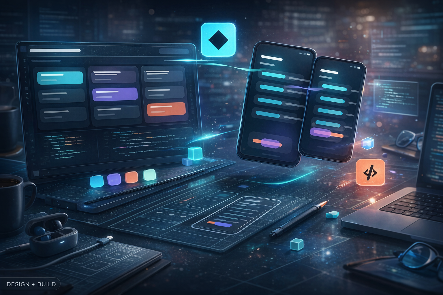 App development agency workflow board with product strategy, app screens, and design planning